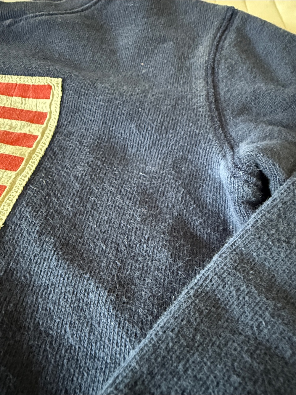 Polo by Ralph Lauren Navy Sweatshirt with American Flag RL67 . Vintage looking. - Picture 4 of 7